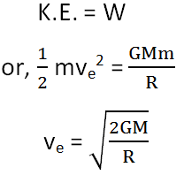 Finding the escape velocity by equating kinetic energy with work done against gravity