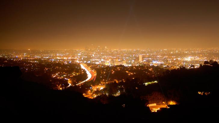 artificial lights from city polluting night sky