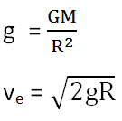 We can substitute the value of GM/R^2 with the acceleration due to gravity