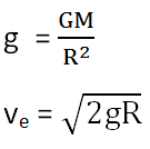 Escape velocity formula