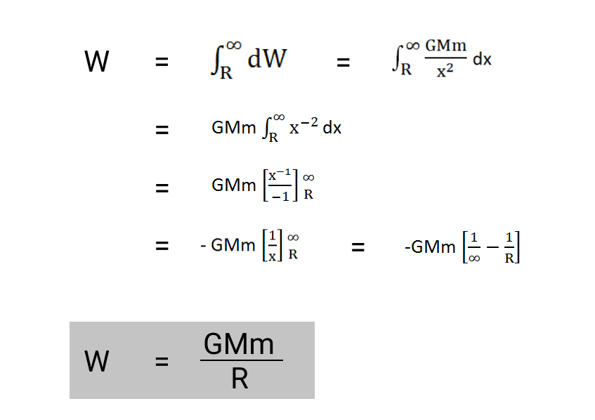 Calculation of total work done by an object against the gravitational attraction
